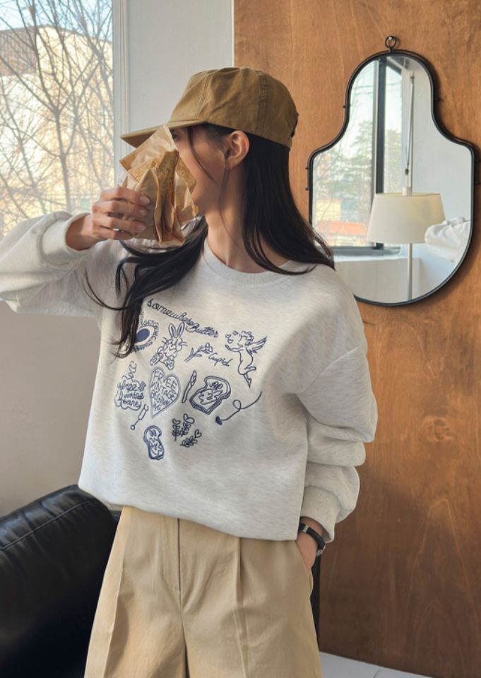 STAY HERE韓國直郵㊣女裝新款推薦休閑真品25秋冬衛衣復古STAY HERE衛衣圖色1