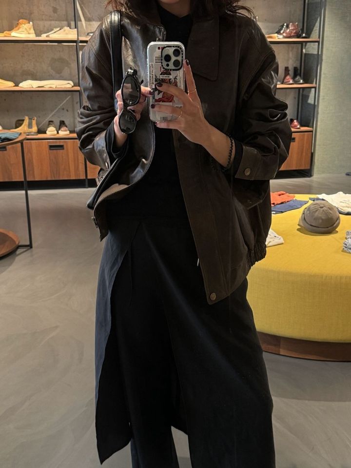 STAY HERE韓國直郵㊣女士新款職業休閑時尚真品25秋冬皮衣皮革STAY HERE皮衣