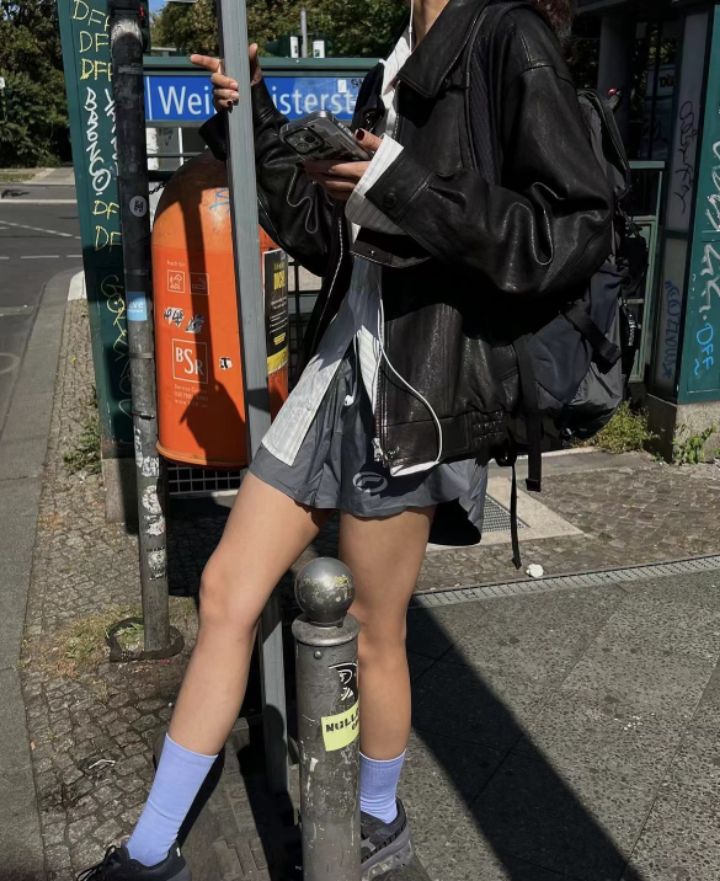 STAY HERE韓國直郵㊣女士新款職業休閑時尚真品25秋冬皮衣皮革STAY HERE皮衣