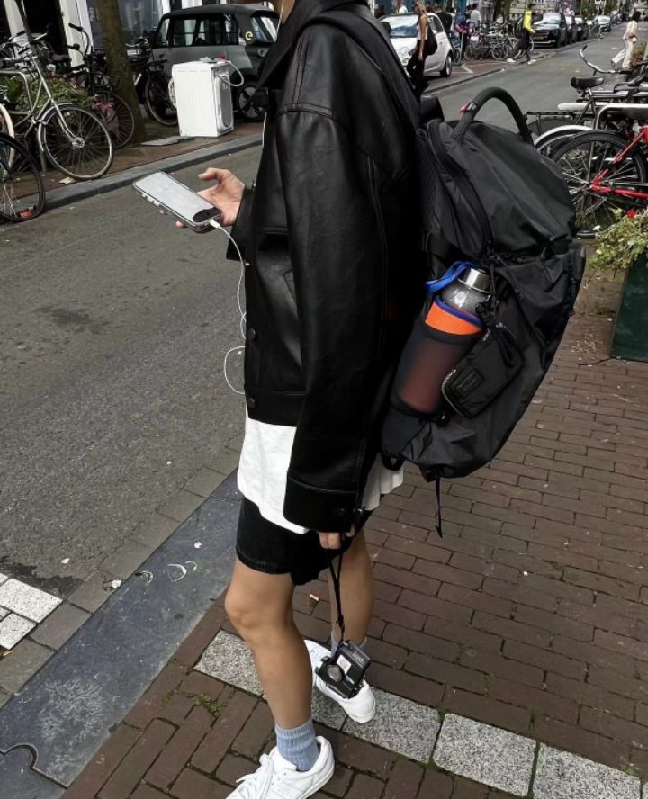 STAY HERE韓國直郵㊣女士新款職業休閑時尚真品25秋冬皮衣皮革STAY HERE皮衣