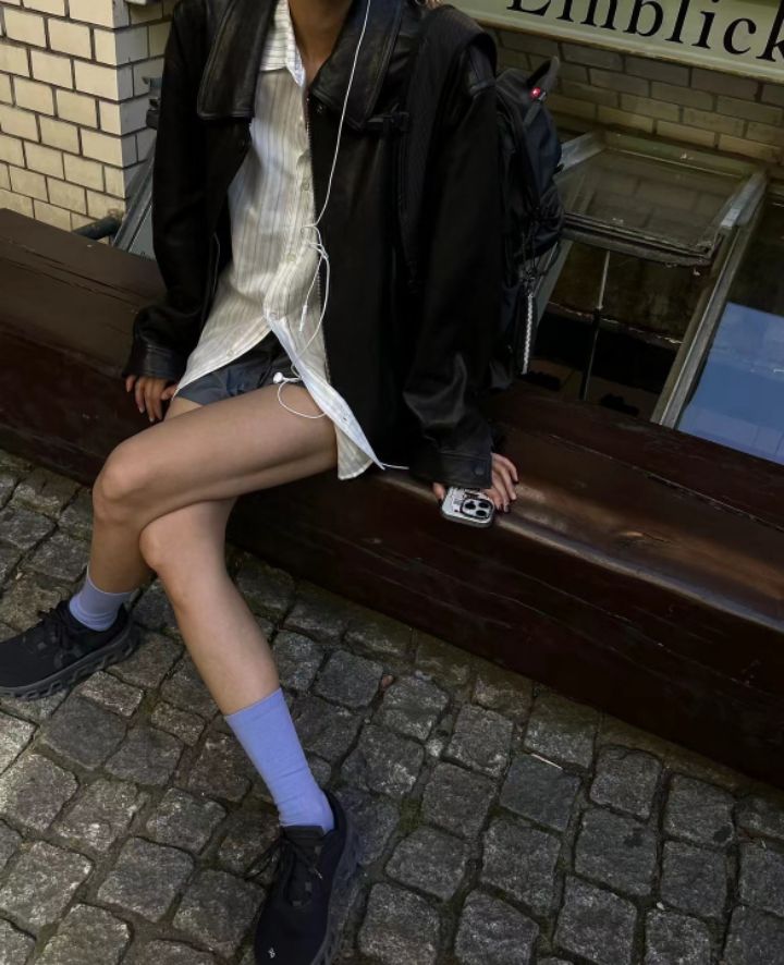 STAY HERE韓國直郵㊣女士新款職業休閑時尚真品25秋冬皮衣皮革STAY HERE皮衣