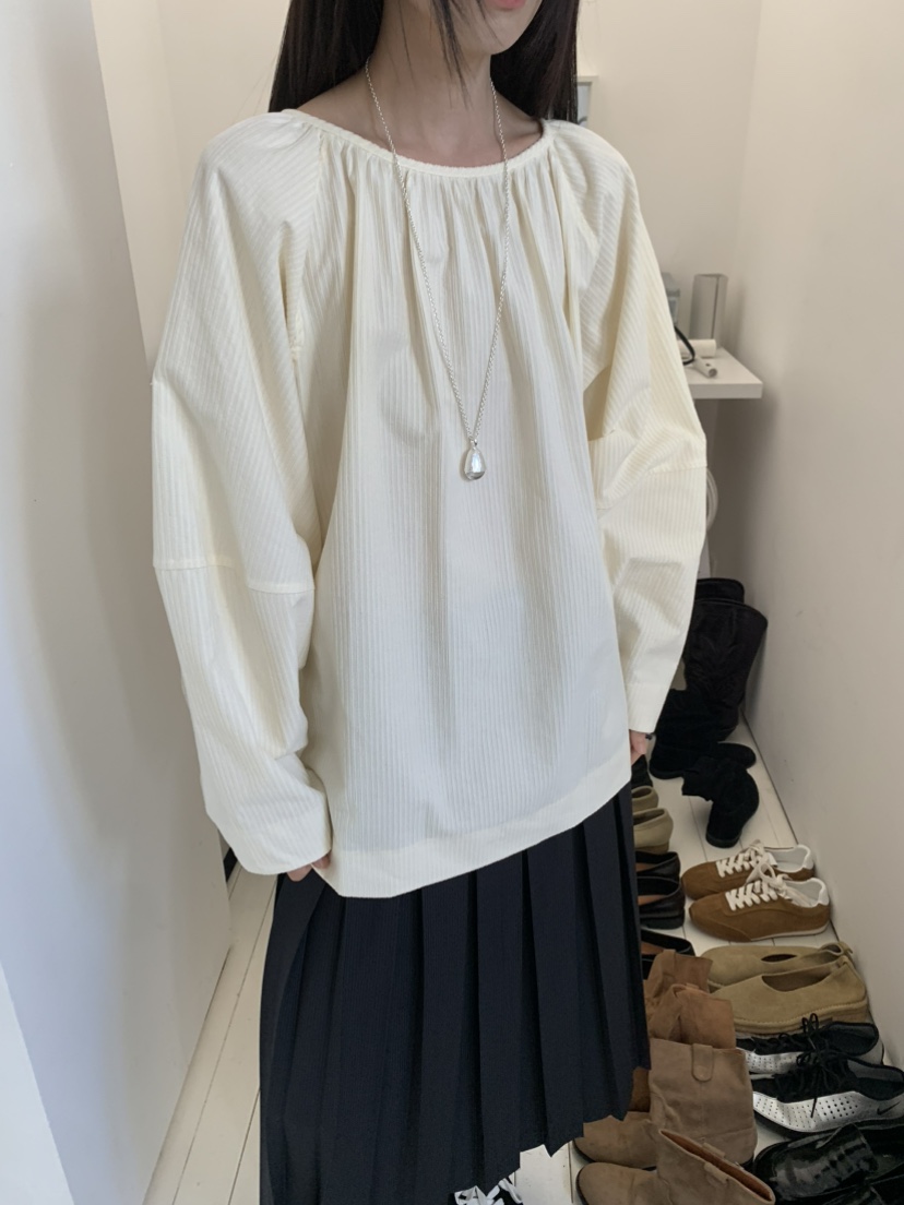 OURS韓國代購㊣女裝新款職業時尚推薦人氣熱賣襯衫蕾絲衫褶皺OURS襯衫/蕾絲衫