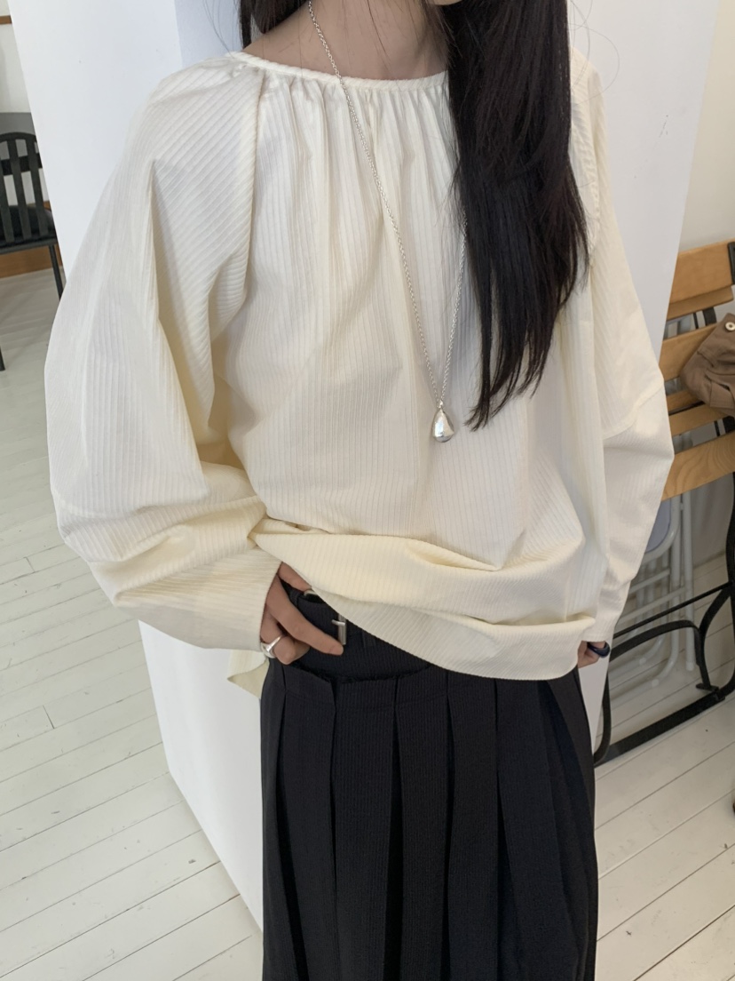 OURS韓國代購㊣女裝新款職業時尚推薦人氣熱賣襯衫蕾絲衫褶皺OURS襯衫/蕾絲衫