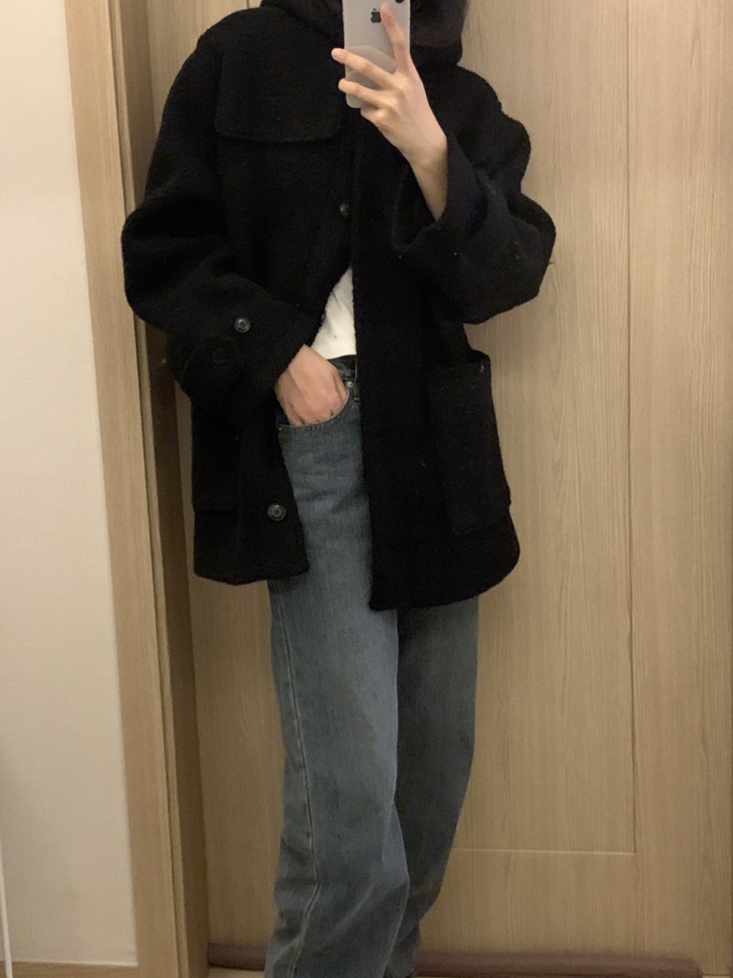 NOUVEAU韓國直郵㊣女裝新款25秋冬職業人氣短款大衣羊駝毛兜帽NOUVEAU短款大衣