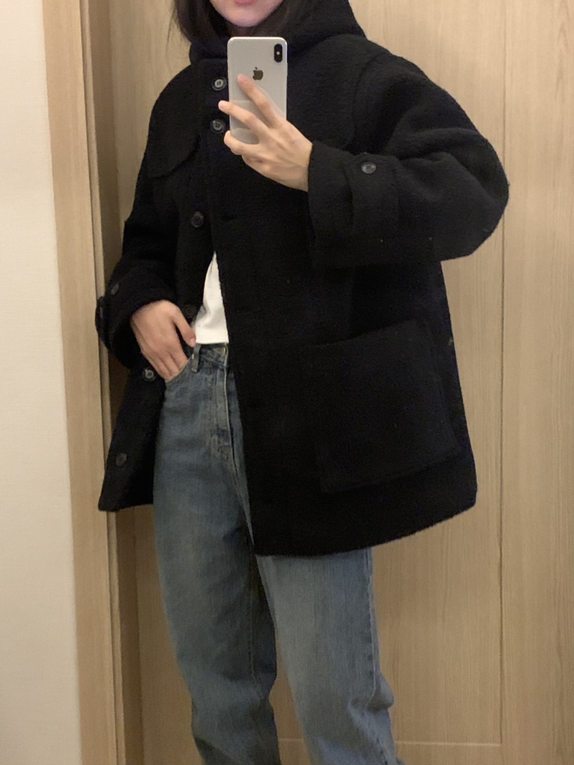 NOUVEAU韓國直郵㊣女裝新款25秋冬職業人氣短款大衣羊駝毛兜帽NOUVEAU短款大衣