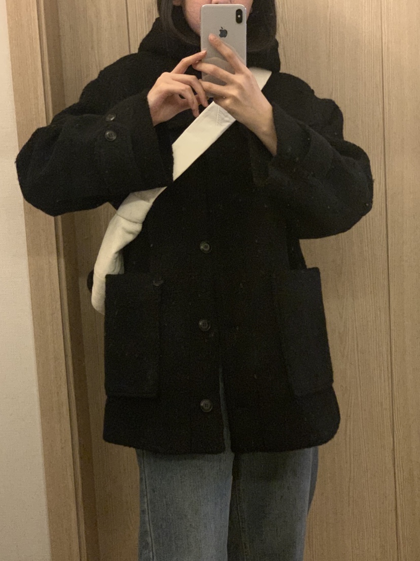NOUVEAU韓國直郵㊣女裝新款25秋冬職業人氣短款大衣羊駝毛兜帽NOUVEAU短款大衣