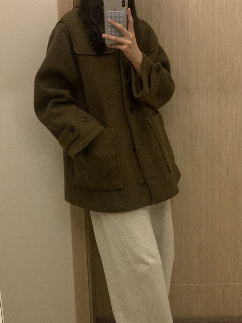 NOUVEAU韓國直郵㊣女裝新款25秋冬職業人氣短款大衣羊駝毛兜帽NOUVEAU短款大衣