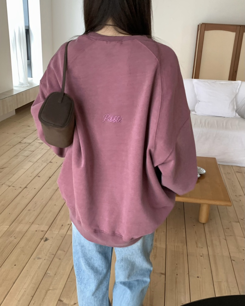 PEBBLE東大門㊣直郵女裝新品時尚人氣真品職業休閑衛衣刺繡PEBBLE/LAYER衛衣