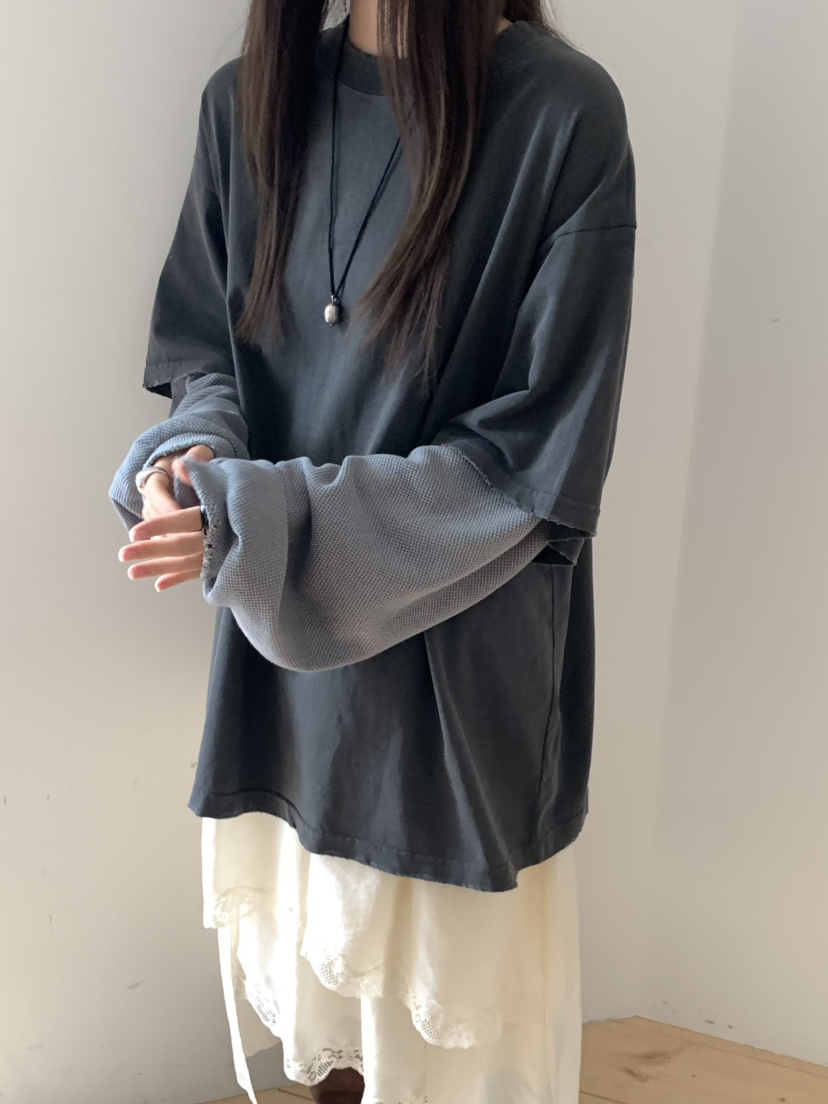 PEBBLE東大門㊣代購女士新品休閑熱賣人氣真品長袖T恤華夫格PEBBLE/LAYER長袖T恤
