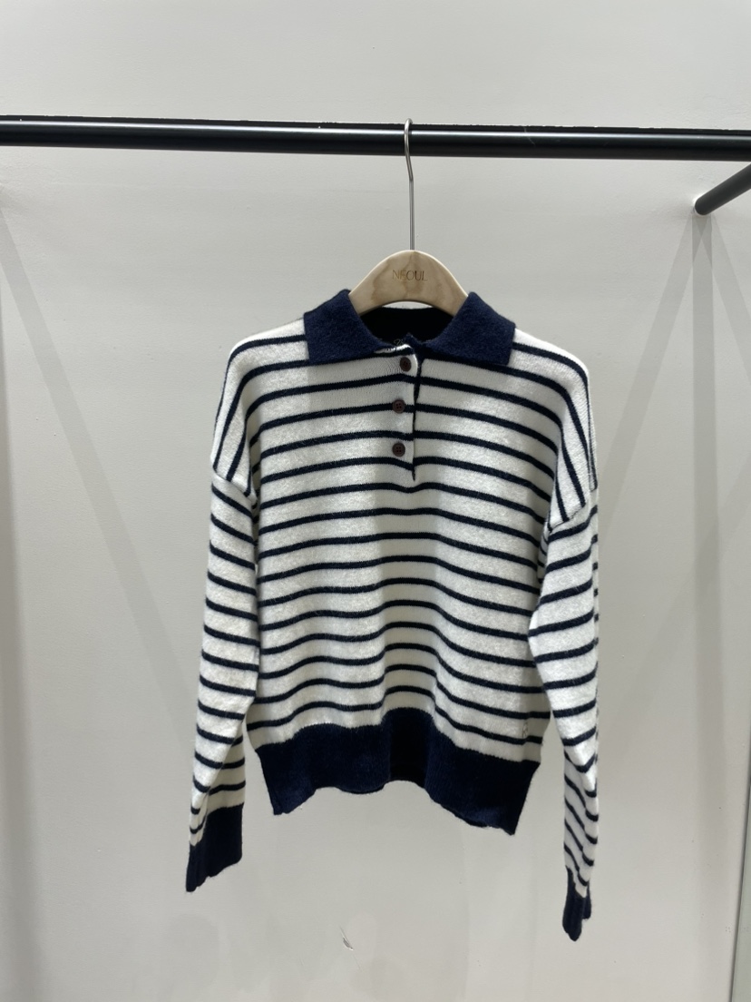 NEOUL東大門㊣實拍女裝新品熱賣25秋冬職業人氣推薦休閑針織衫NEOUL/ahin雙領標簽針織衫圖色1