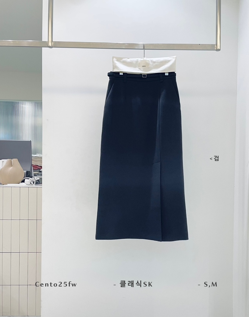 CENTO東大門㊣代購女士新品人氣推薦真品職業休閑長裙含腰帶CENTO長裙圖色3黑色