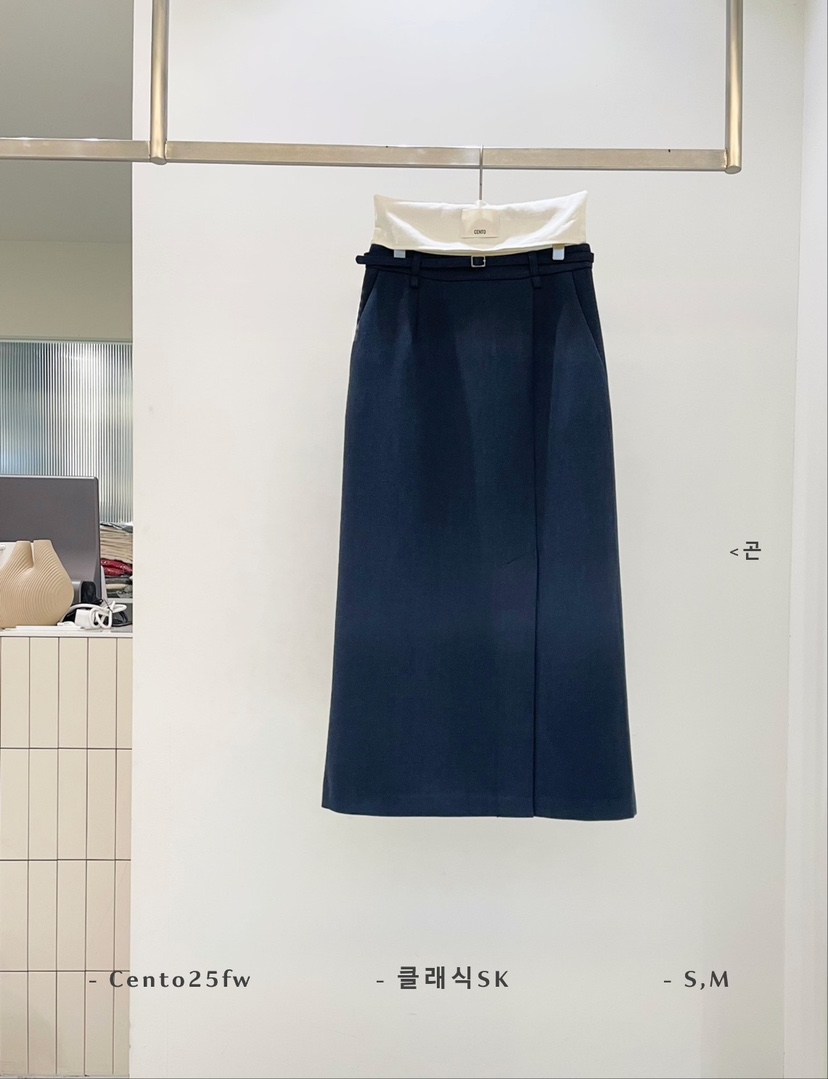 CENTO東大門㊣代購女士新品人氣推薦真品職業休閑長裙含腰帶CENTO長裙圖色4