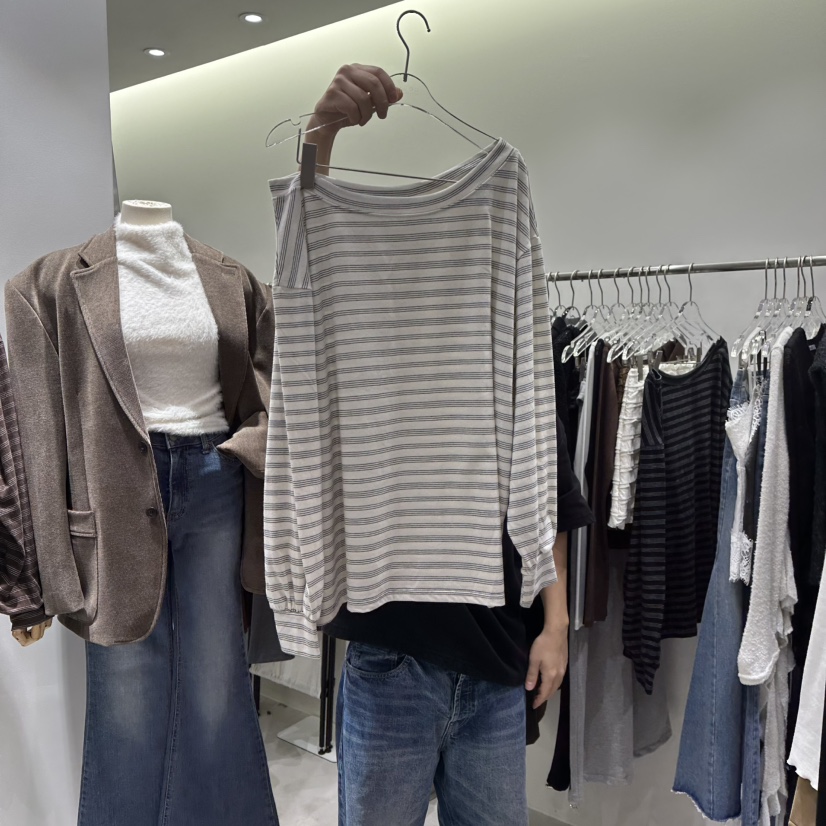 BAIE.38韓國代購㊣女裝新品時尚人氣職業休閑熱賣25秋冬長袖T恤BAIE.38長袖T恤圖色1