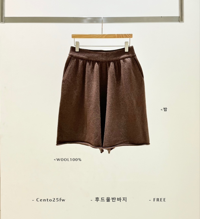 CENTO東大門㊣代購女裝新品熱賣真品25秋冬職業短褲羊毛連帽CENTO短褲圖色2