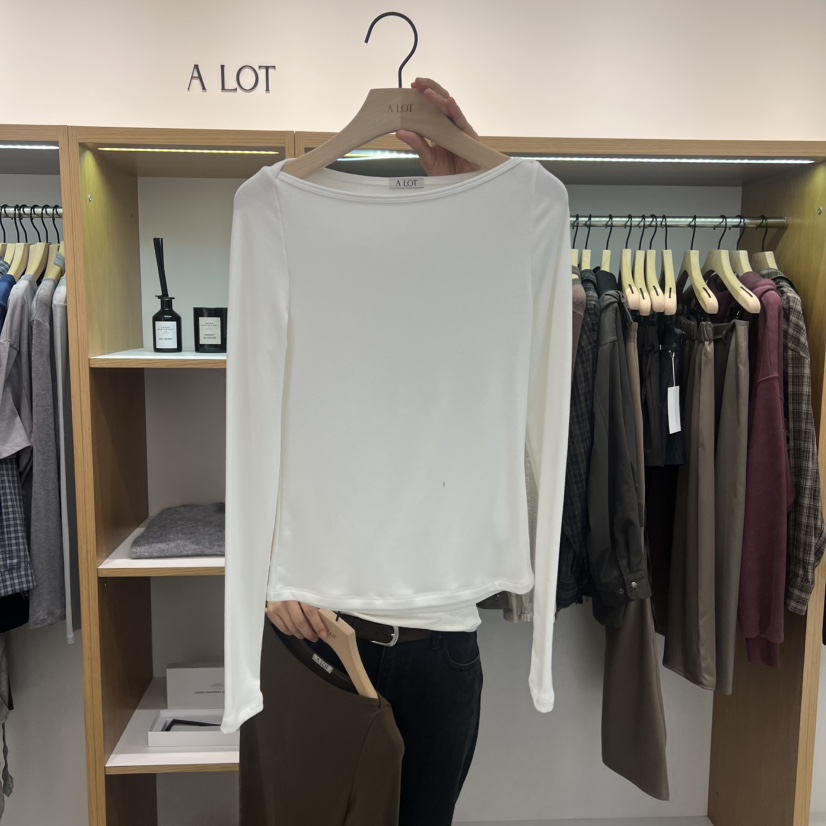 ALOT韓國直郵㊣女裝新品人氣25秋冬熱賣真品長袖T恤羊毛衫船領A LOT長袖T恤圖色2