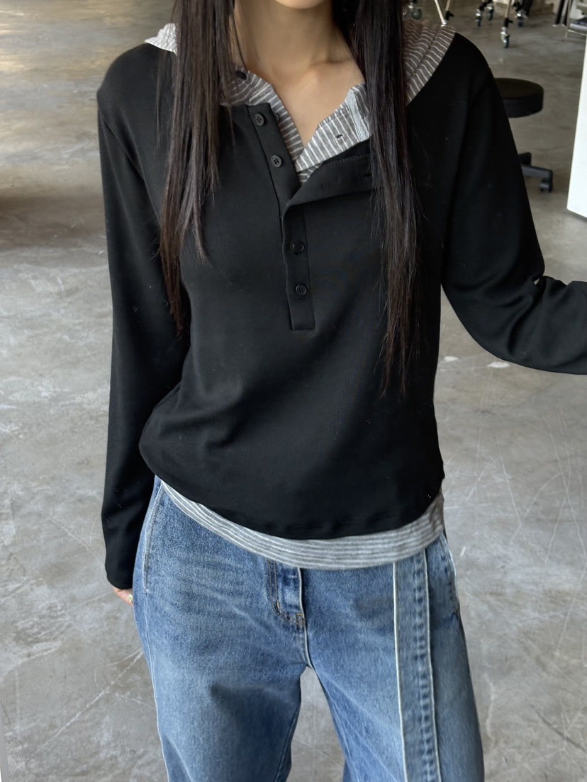 Verbena韓國直郵㊣女士新品時尚休閑人氣真品推薦長袖T恤兜帽Verbena長袖T恤
