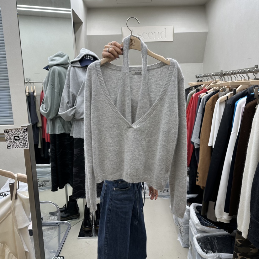 ASCEND韓國直郵㊣女士新品推薦25秋冬熱賣針織衫假兩件狐貍ASCEND針織衫圖色3