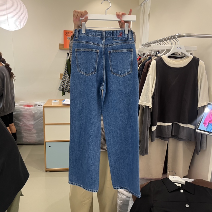 ARE韓國代購㊣女士新款推薦休閑熱賣時尚真品牛仔褲直筒牛仔ARE YOU/ARE牛仔褲