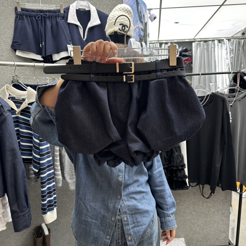 EXIT東大門㊣實拍女裝新品熱賣時尚真品推薦休閑短褲含腰帶EXIT短褲圖色1