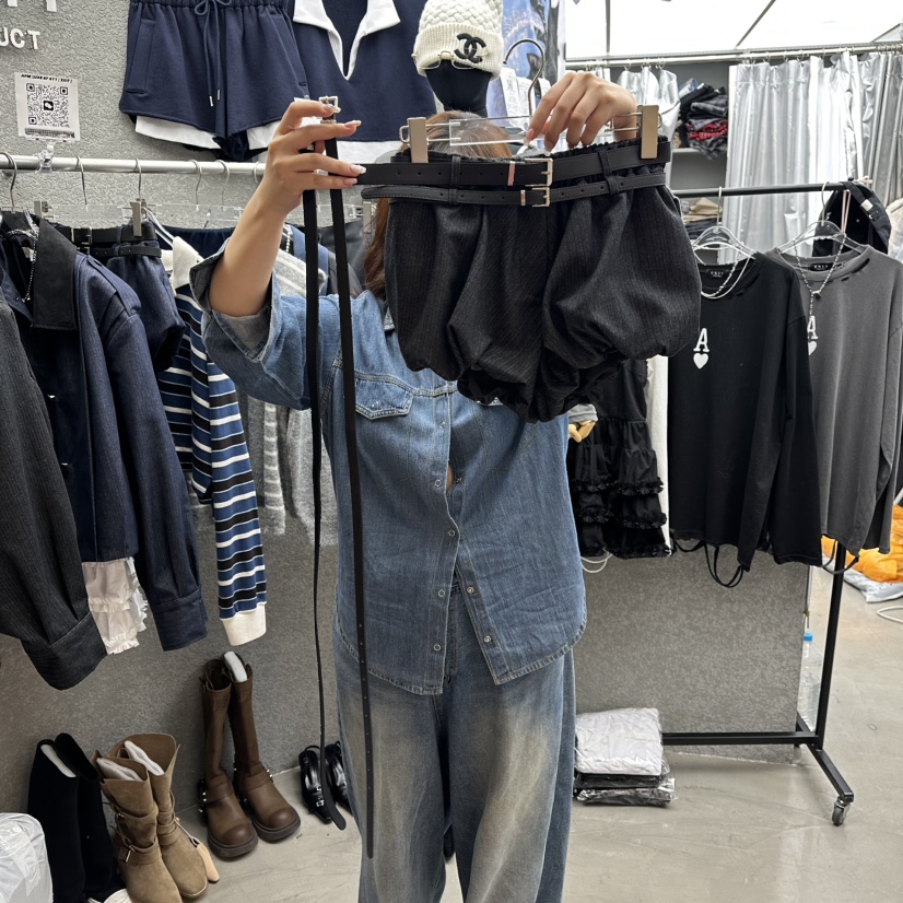 EXIT東大門㊣實拍女裝新品熱賣時尚真品推薦休閑短褲含腰帶EXIT短褲圖色2