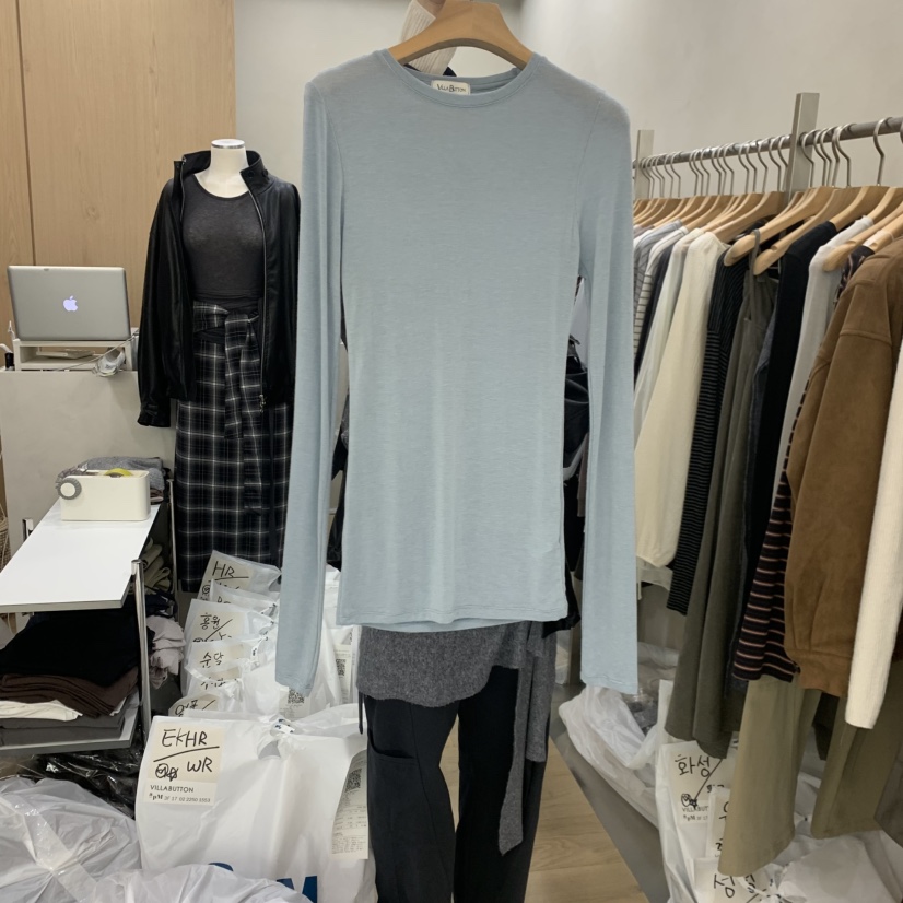 VILLABUTTON東大門㊣代購女裝新品人氣時尚職業真品長袖T恤VILLABUTTON長袖T恤圖色3