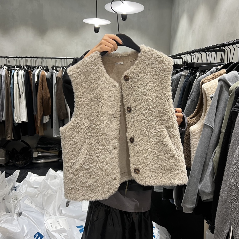 TUG韓國直郵㊣女裝新品真品推薦休閑25秋冬熱賣時尚馬甲羊毛TUG馬甲圖色1