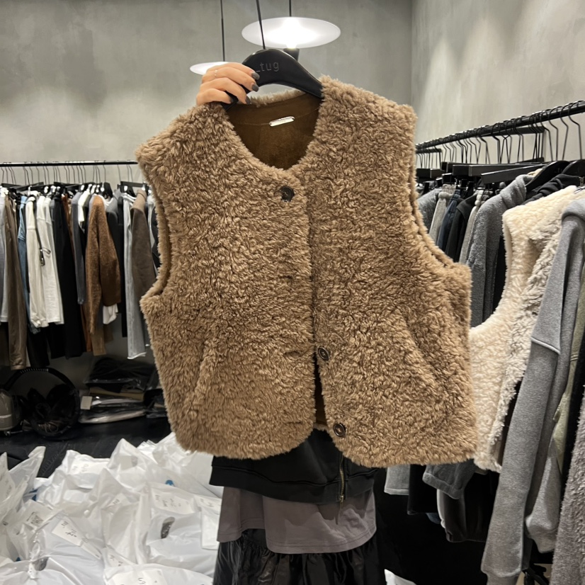 TUG韓國直郵㊣女裝新品真品推薦休閑25秋冬熱賣時尚馬甲羊毛TUG馬甲圖色3