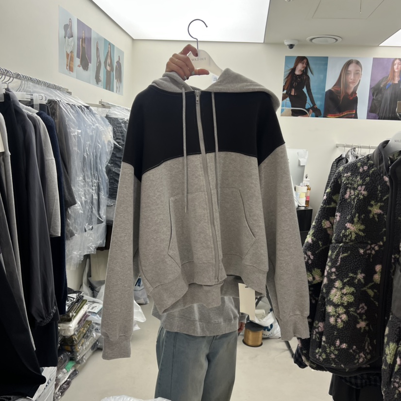 SOLD OUT韓國代購㊣女士新品真品25秋冬職業休閑衛衣拉鏈連帽SOLD OUT衛衣圖色2