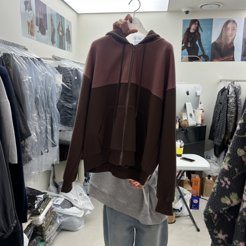SOLD OUT韓國代購㊣女士新品真品25秋冬職業休閑衛衣拉鏈連帽SOLD OUT衛衣圖色3