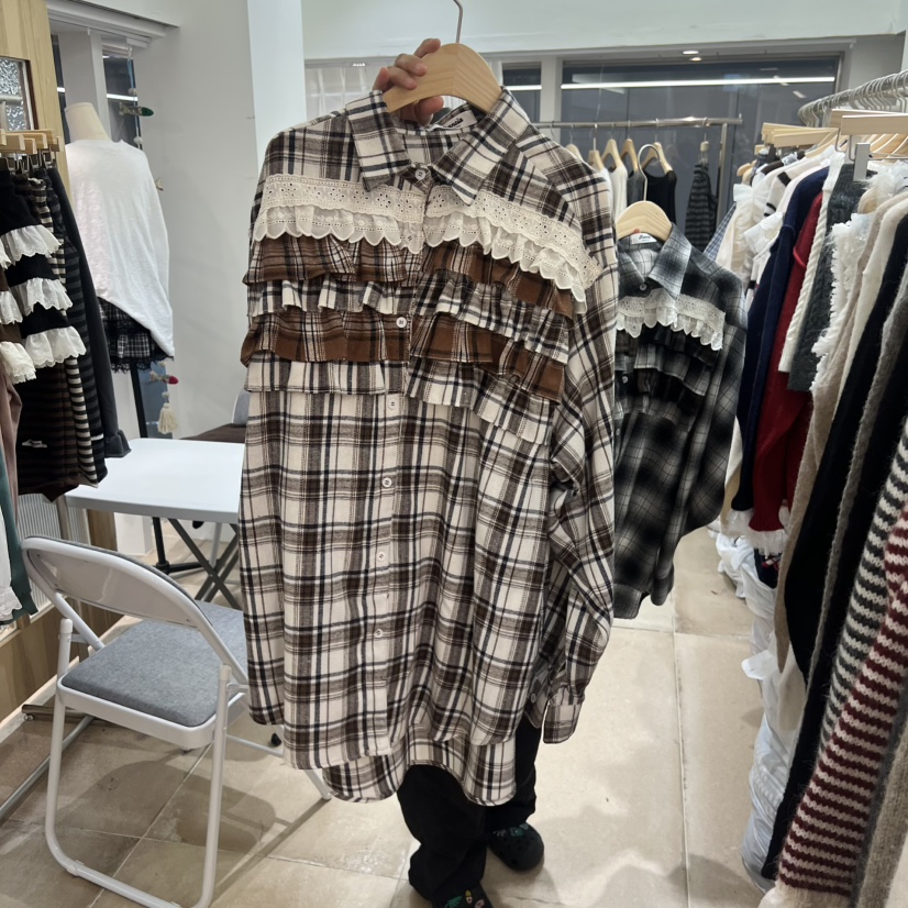 ARANCIA韓國直郵㊣女士新品休閑25秋冬職業熱賣襯衫蕾絲衫格紋ARANCIA襯衫/蕾絲衫圖色1