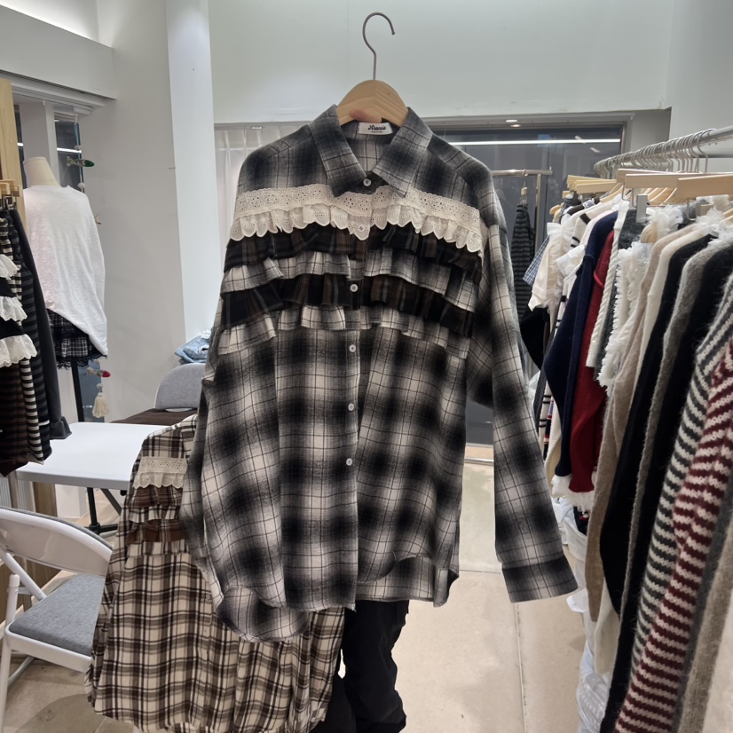 ARANCIA韓國直郵㊣女士新品休閑25秋冬職業熱賣襯衫蕾絲衫格紋ARANCIA襯衫/蕾絲衫圖色2