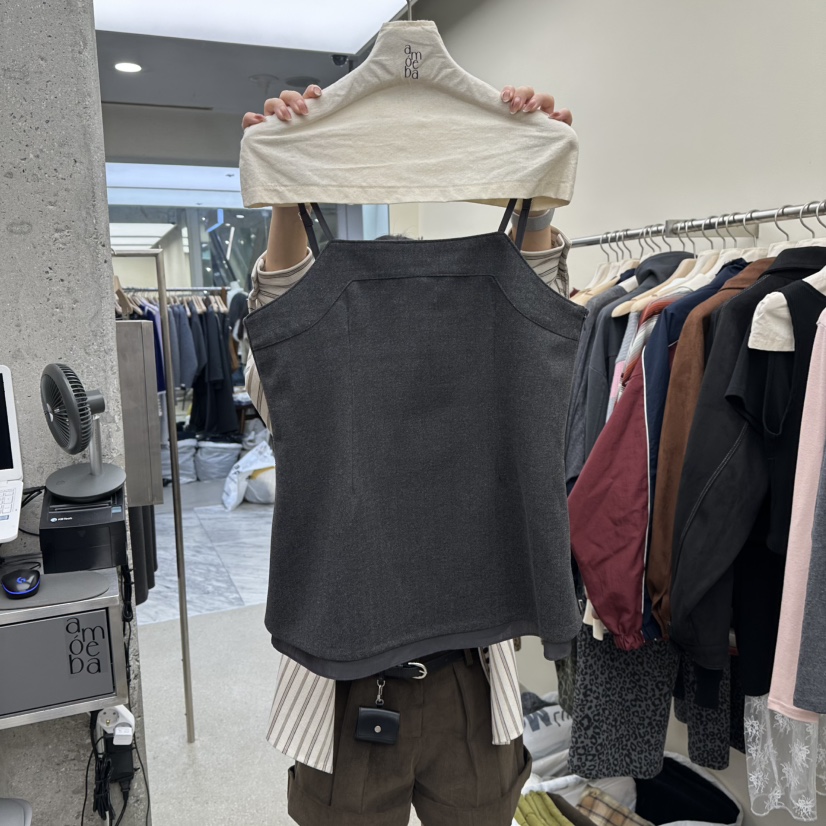 AMOEBA韓國直郵㊣女士新品熱賣真品推薦休閑25秋冬吊帶背心AMOEBA吊帶/背心圖色2