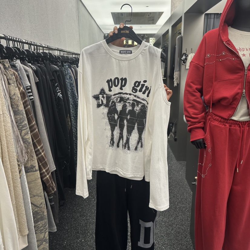 NUEUN韓國代購㊣女裝新品人氣推薦25秋冬熱賣休閑時尚長袖T恤NUEUN/SEEOT長袖T恤圖色1