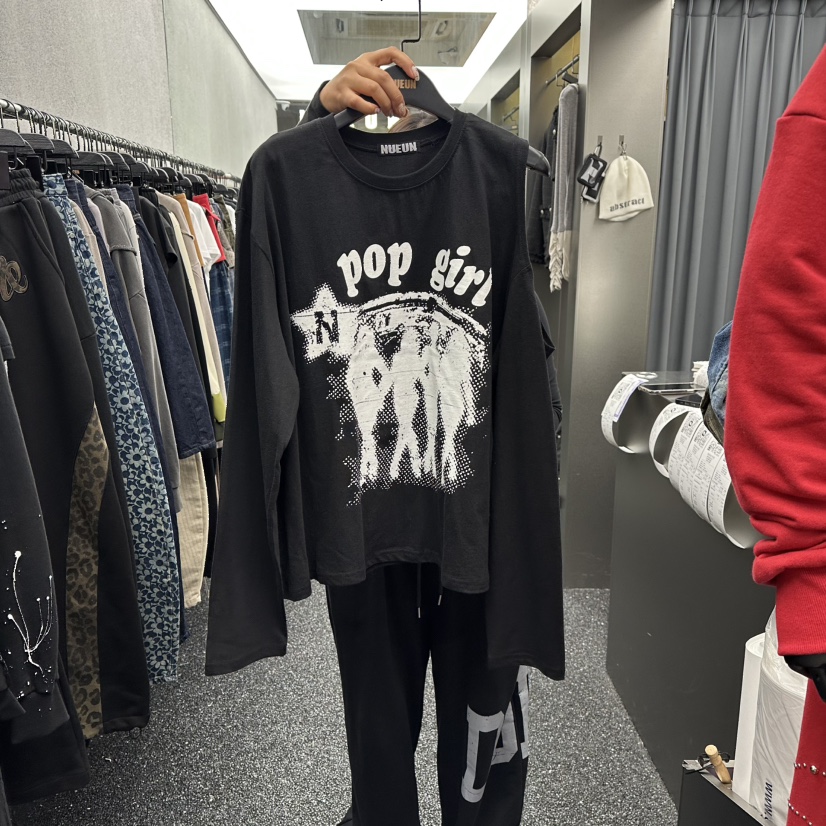 NUEUN韓國代購㊣女裝新品人氣推薦25秋冬熱賣休閑時尚長袖T恤NUEUN/SEEOT長袖T恤圖色2