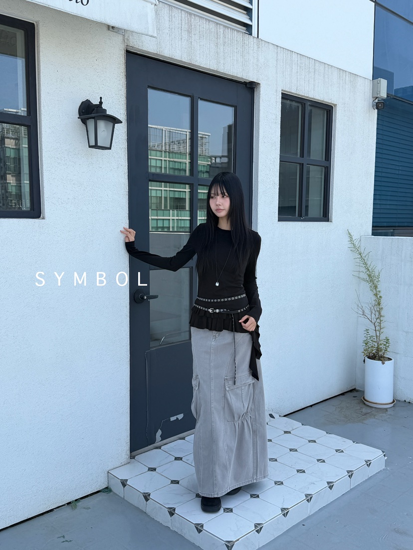 SYMBOL韓國直郵㊣女裝新品人氣25秋冬職業時尚長袖T恤不含腰帶SYMBOL長袖T恤
