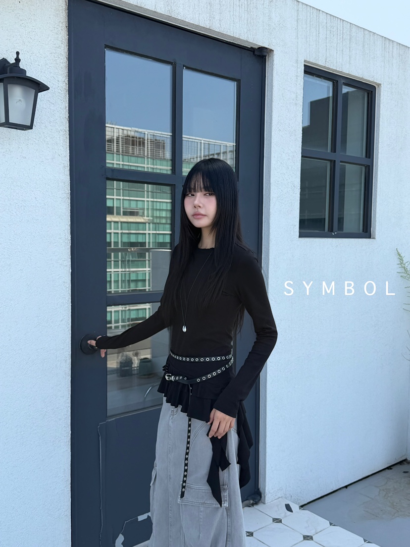SYMBOL韓國直郵㊣女裝新品人氣25秋冬職業時尚長袖T恤不含腰帶SYMBOL長袖T恤