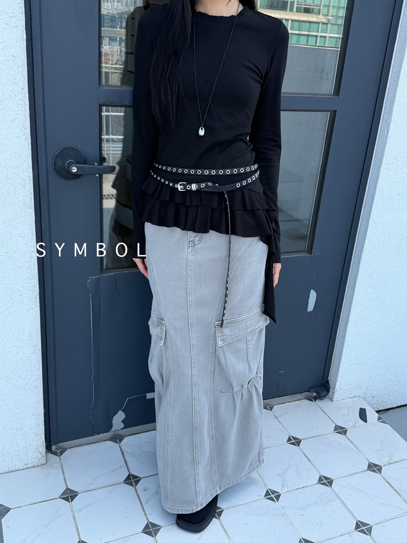 SYMBOL韓國直郵㊣女裝新品人氣25秋冬職業時尚長袖T恤不含腰帶SYMBOL長袖T恤
