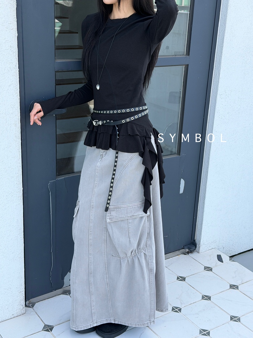 SYMBOL韓國直郵㊣女裝新品人氣25秋冬職業時尚長袖T恤不含腰帶SYMBOL長袖T恤