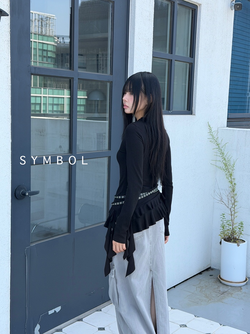 SYMBOL韓國直郵㊣女裝新品人氣25秋冬職業時尚長袖T恤不含腰帶SYMBOL長袖T恤