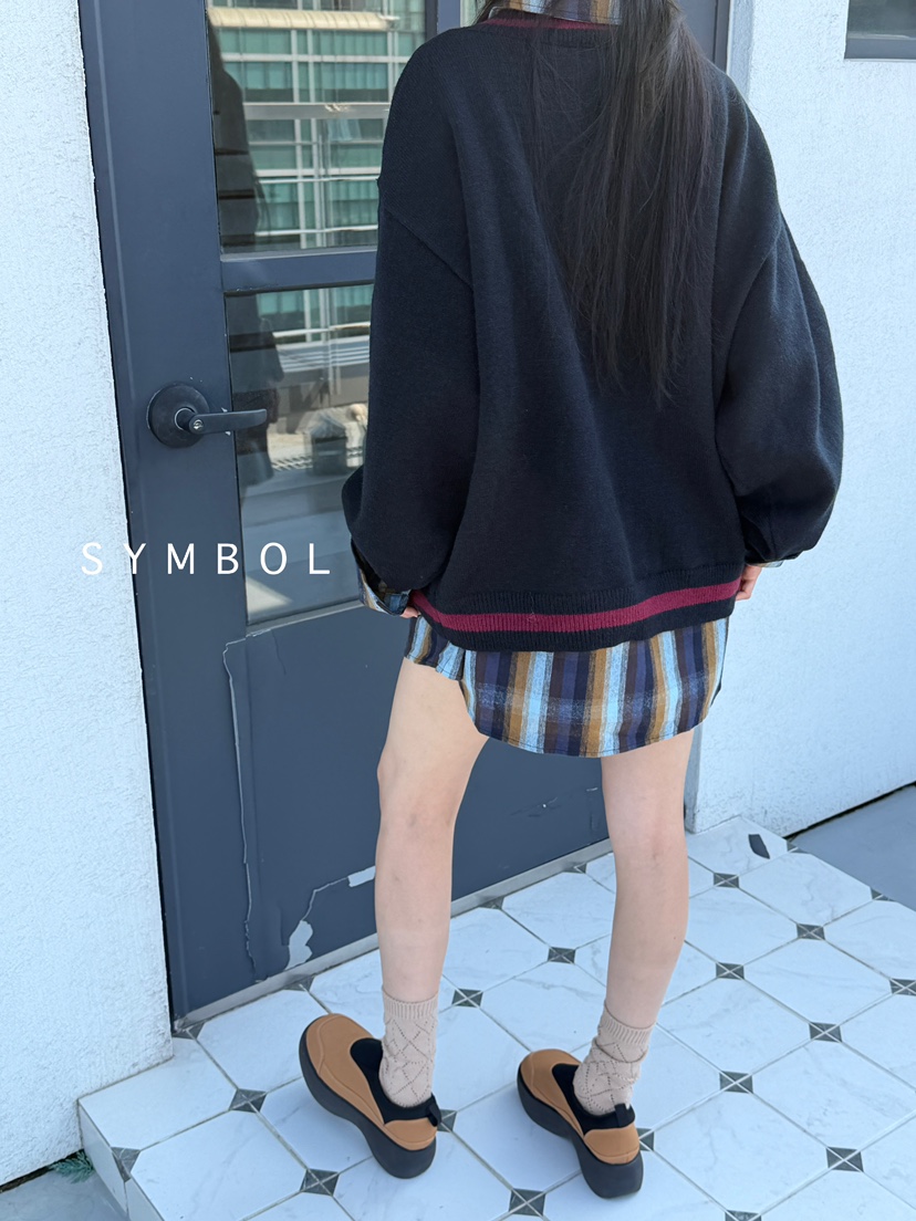 SYMBOL東大門㊣實拍女士新款25秋冬真品職業針織衫不含內搭V領SYMBOL針織衫