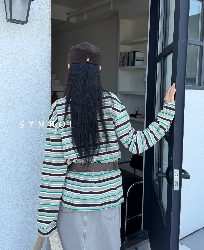 SYMBOL韓國代購㊣女裝新款推薦休閑熱賣職業長袖T恤不含腰帶SYMBOL長袖T恤