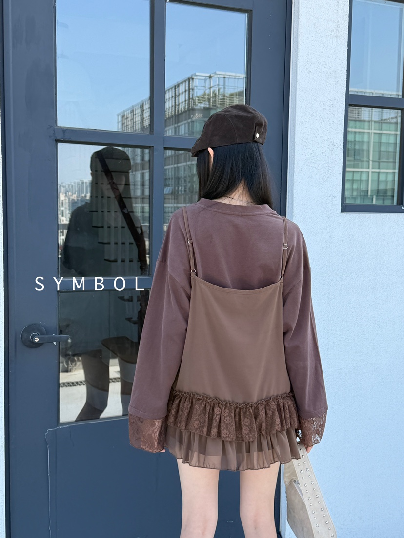 SYMBOL東大門㊣直郵女裝新品推薦真品職業25秋冬休閑T恤蕾絲SYMBOLT恤