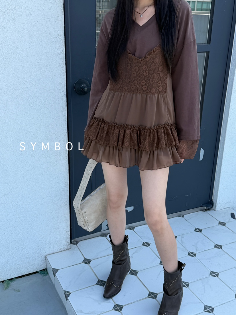 SYMBOL東大門㊣直郵女裝新品推薦真品職業25秋冬休閑T恤蕾絲SYMBOLT恤