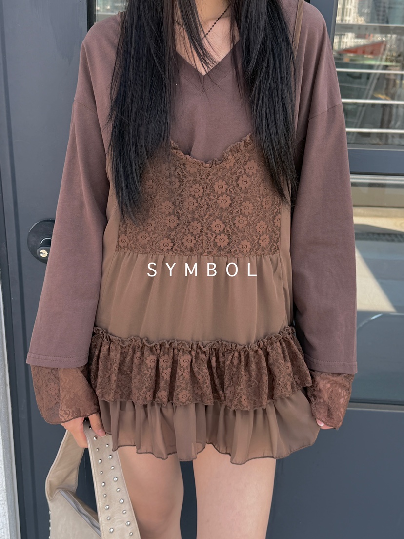 SYMBOL東大門㊣直郵女裝新品推薦真品職業25秋冬休閑T恤蕾絲SYMBOLT恤