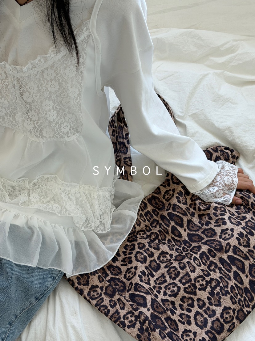 SYMBOL東大門㊣直郵女裝新品推薦真品職業25秋冬休閑T恤蕾絲SYMBOLT恤