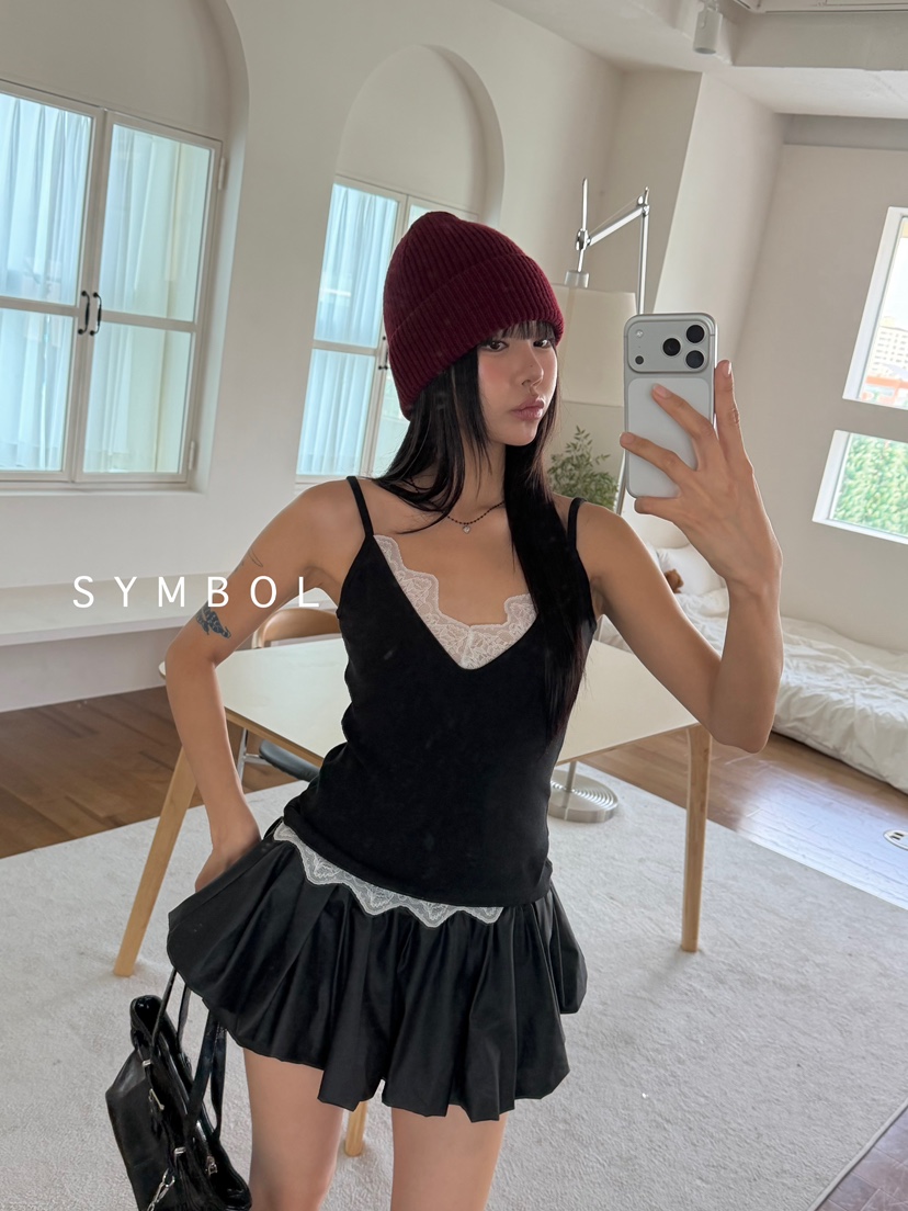SYMBOL東大門㊣代購女裝新品推薦真品休閑人氣吊帶背心蕾絲SYMBOL吊帶/背心