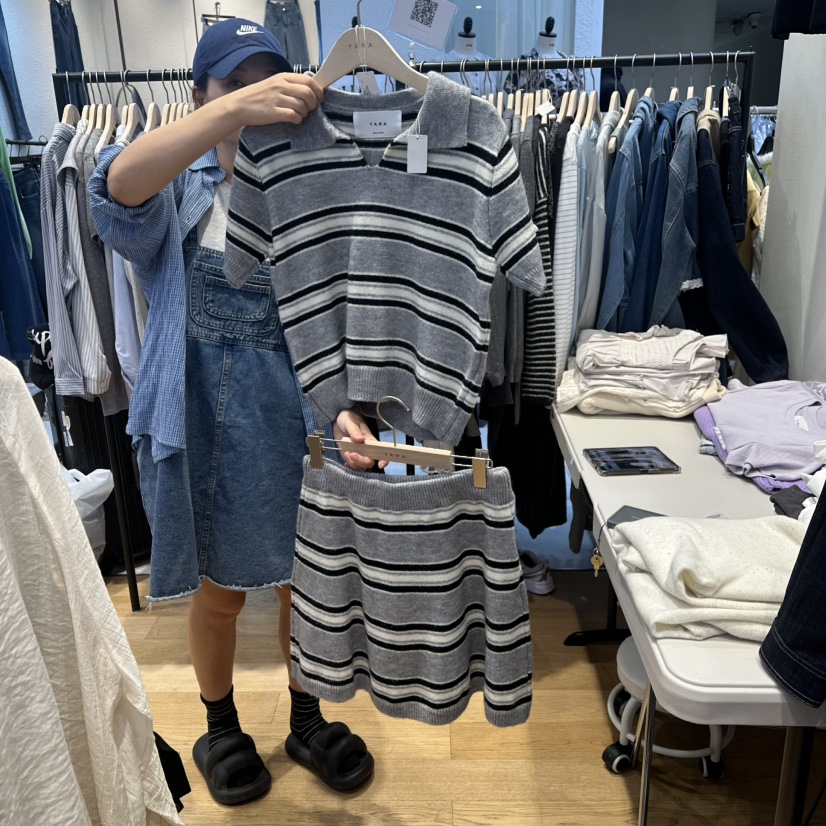 TARA韓國代購㊣女士新款人氣時尚職業休閑25秋冬套裝套裝條紋TARA套裝圖色1