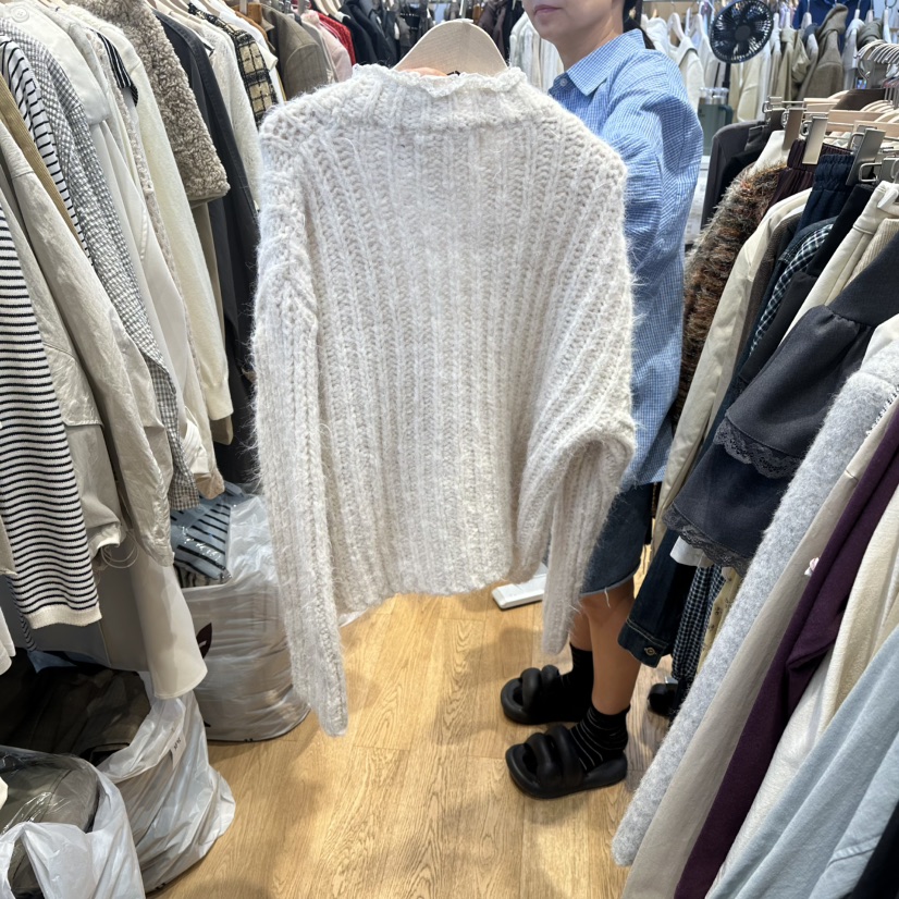 TARA韓國直郵㊣女裝新品25秋冬職業休閑真品熱賣毛衣蕾絲寬松TARA毛衣