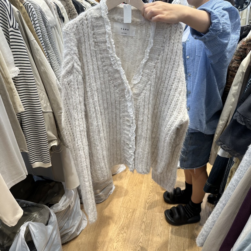 TARA韓國直郵㊣女裝新品25秋冬職業休閑真品熱賣毛衣蕾絲寬松TARA毛衣圖色1