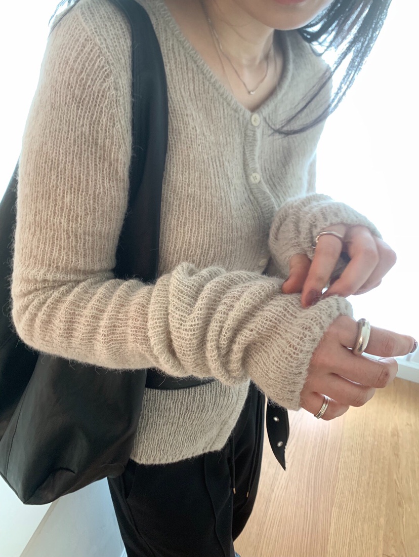 MELTED-P東大門㊣實拍女裝新款職業針織衫不含腰帶羊駝毛開衫MELTED-P針織衫